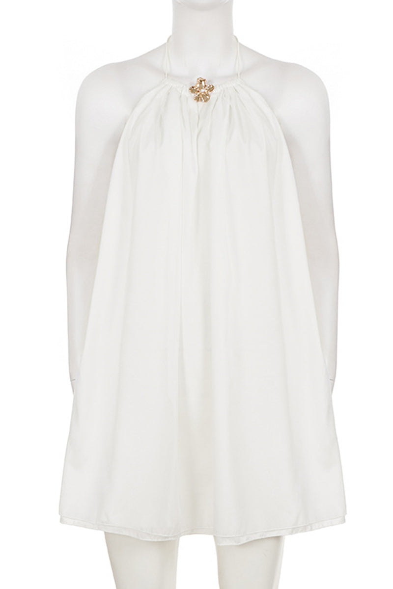 Halter Neck Casual Dress with Embellishment