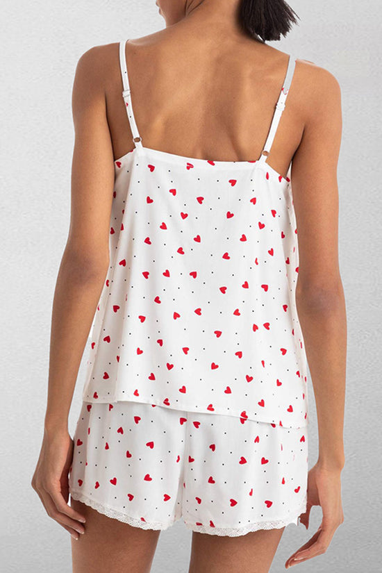 Heart Print Sleeveless Pajama Set