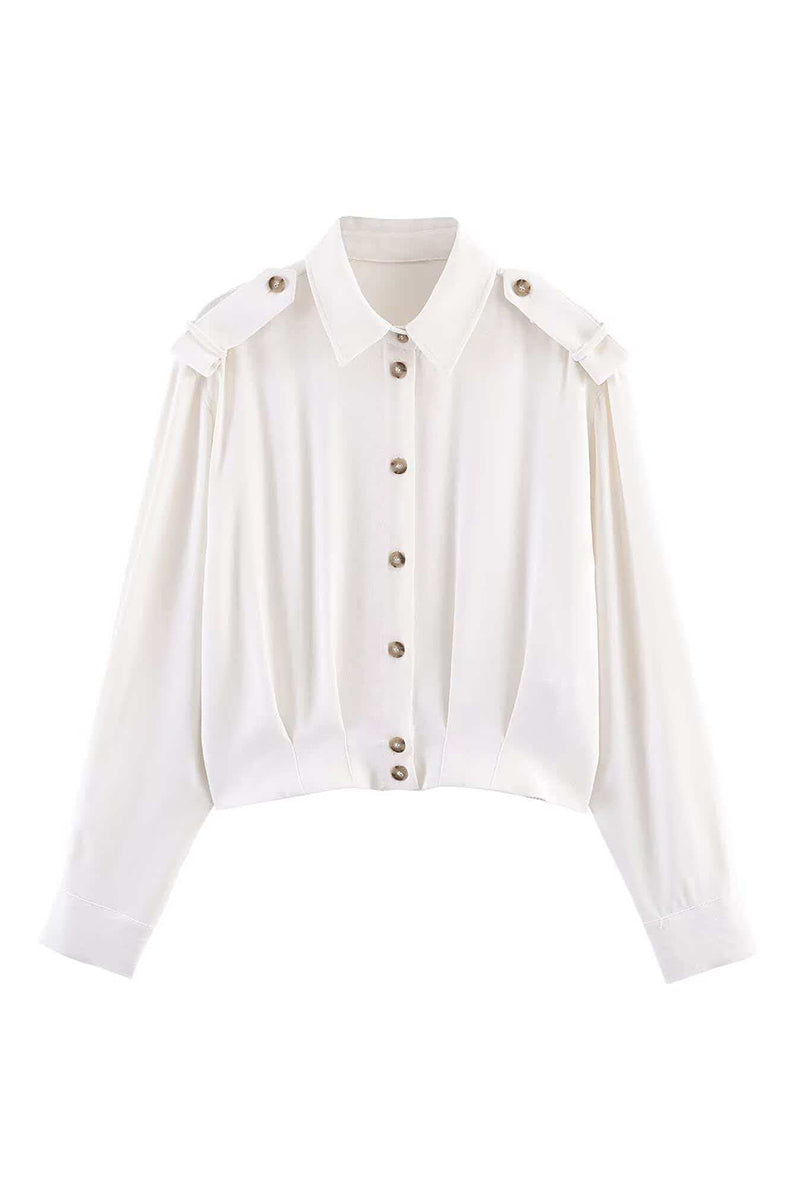 Buttoned Long Sleeve Shirt with Shoulder Details