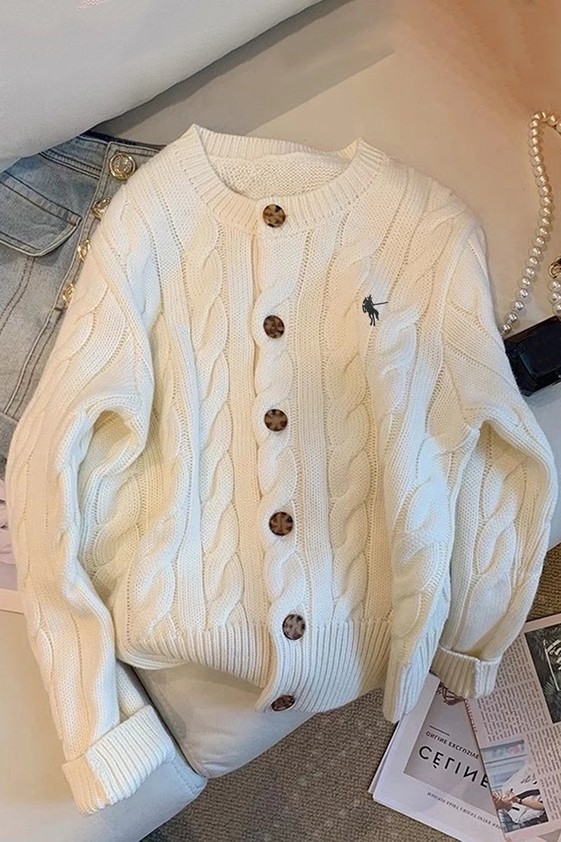 Classic Cable Knit Button Down Cardigan