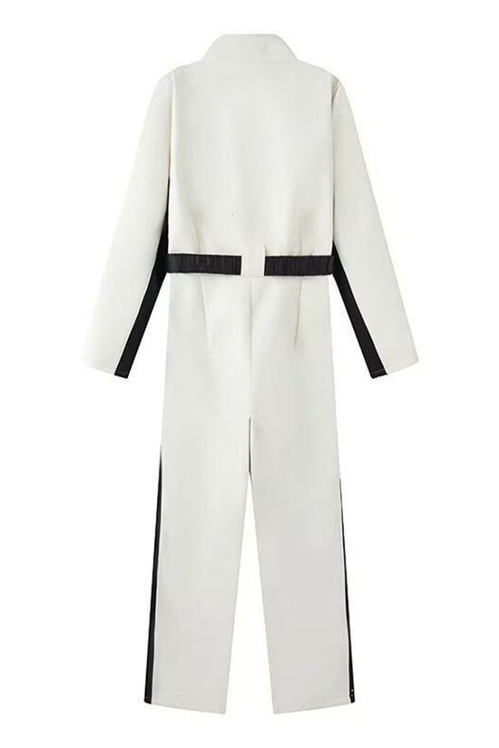 Sleek Belted Long Sleeve Jumpsuit
