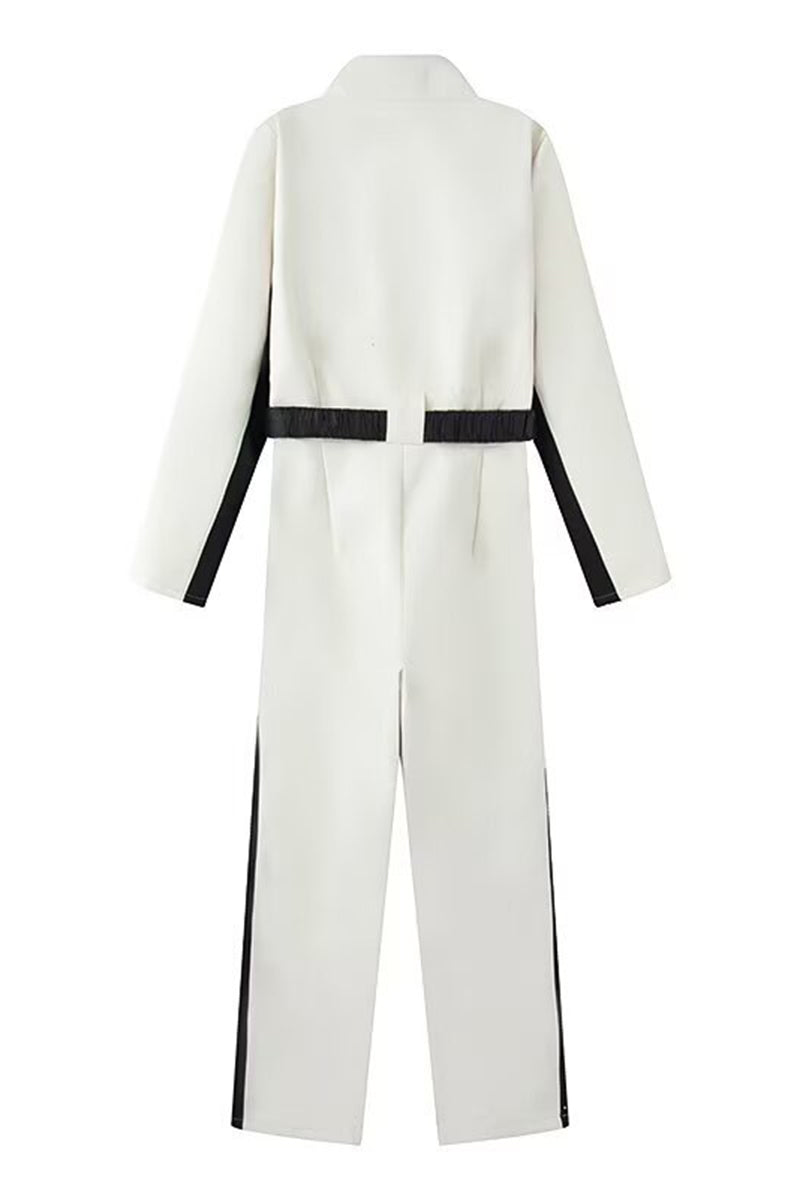 Sleek Belted Long Sleeve Jumpsuit