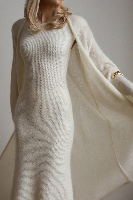 Knit Dress with Open Front Cardigan Set