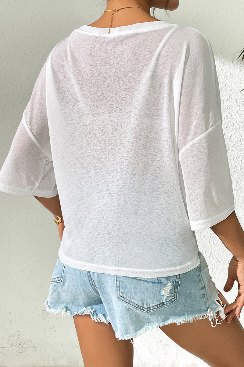 Off-Shoulder Tie Front Beach Cover-Up