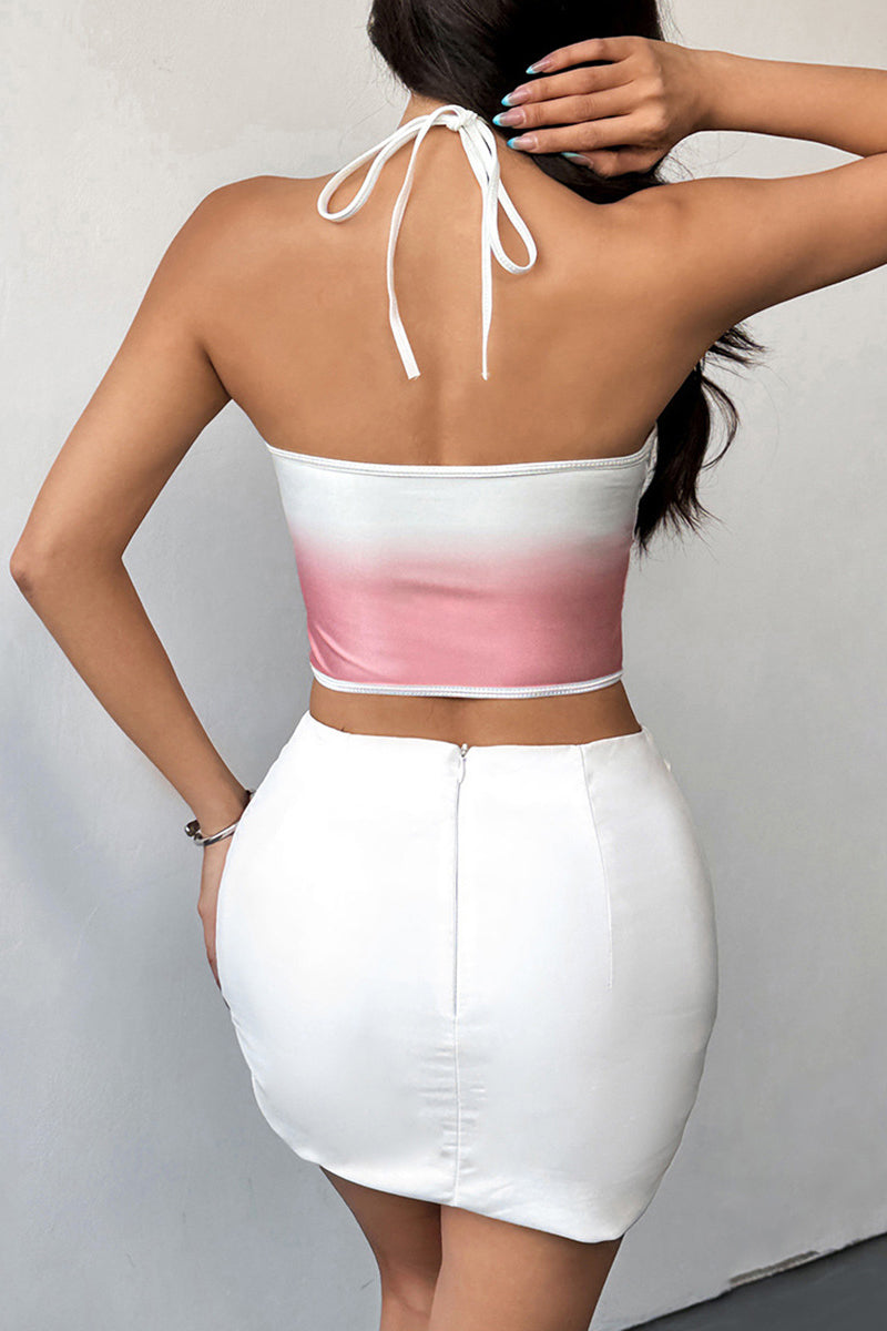 Lace Halter Bodycon Crop Top