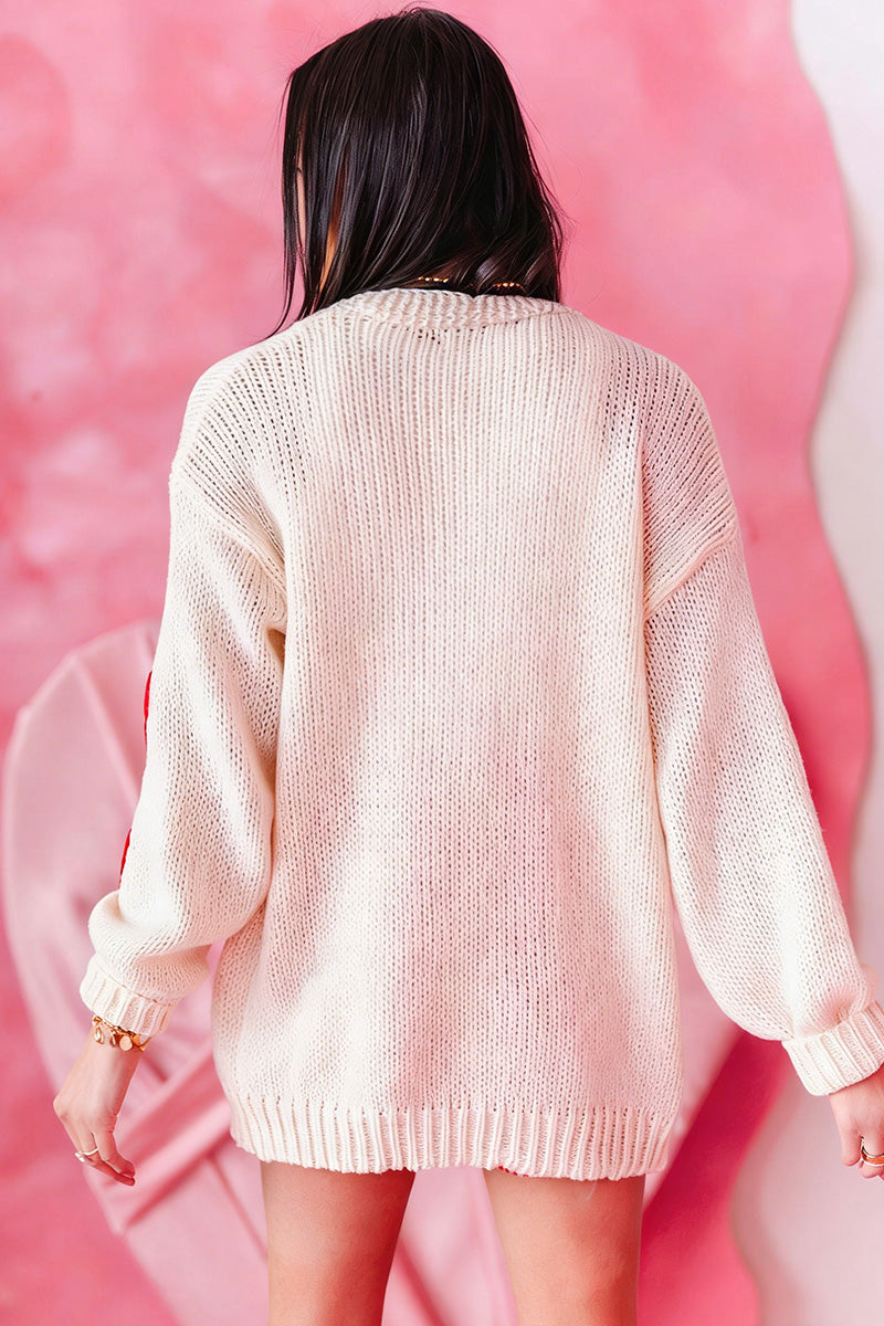 Heart Knit Open Cardigan