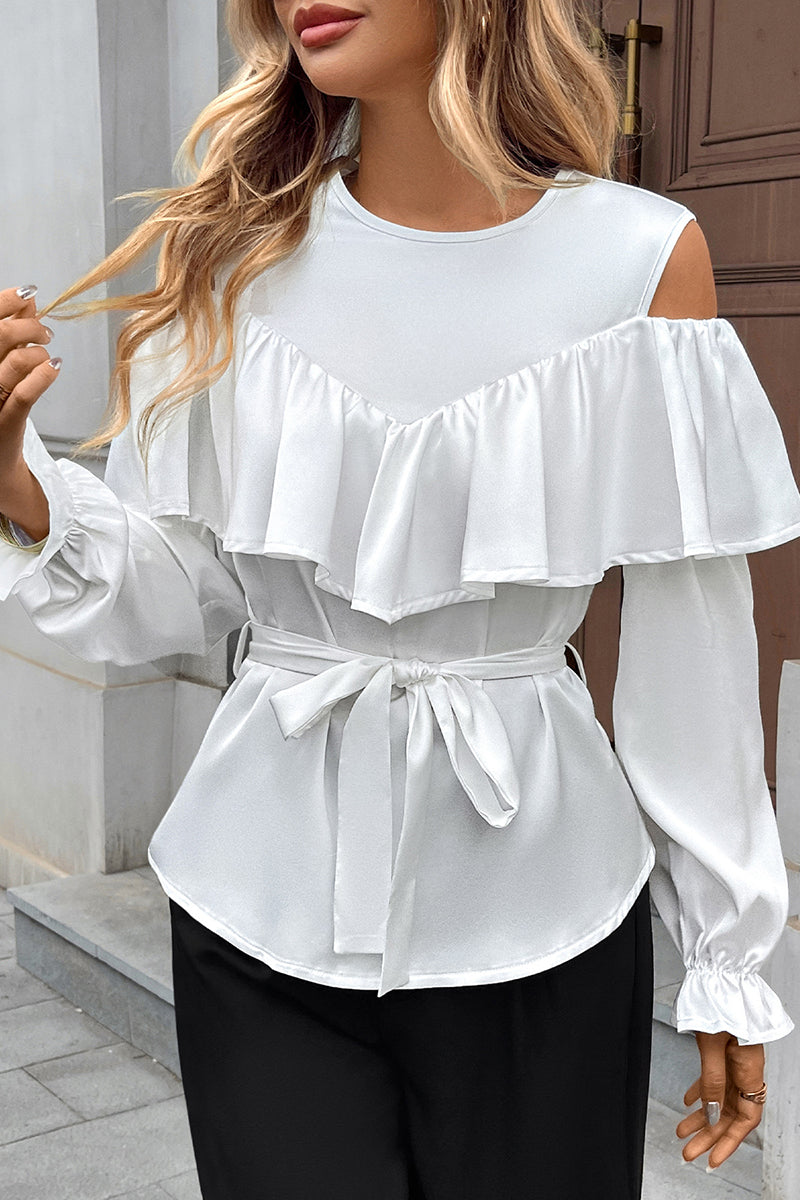 Ruffled Cold Shoulder Blouse