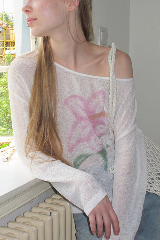 Floral Off-Shoulder Knit Top