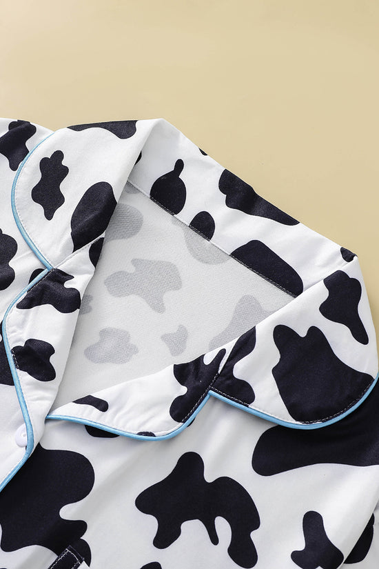 Cow Print Button-Up Pajama Set