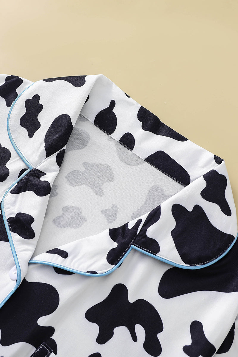 Cow Print Button-Up Pajama Set