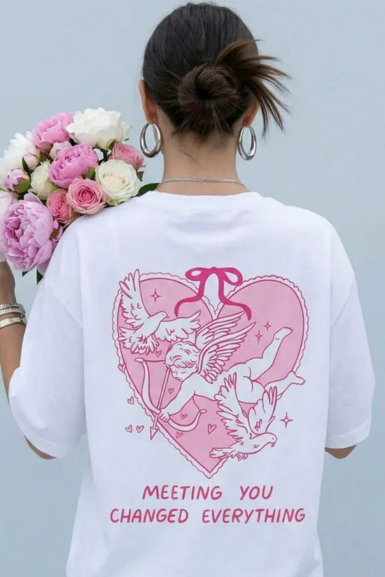 Heart Graphic Angel Print T-Shirt
