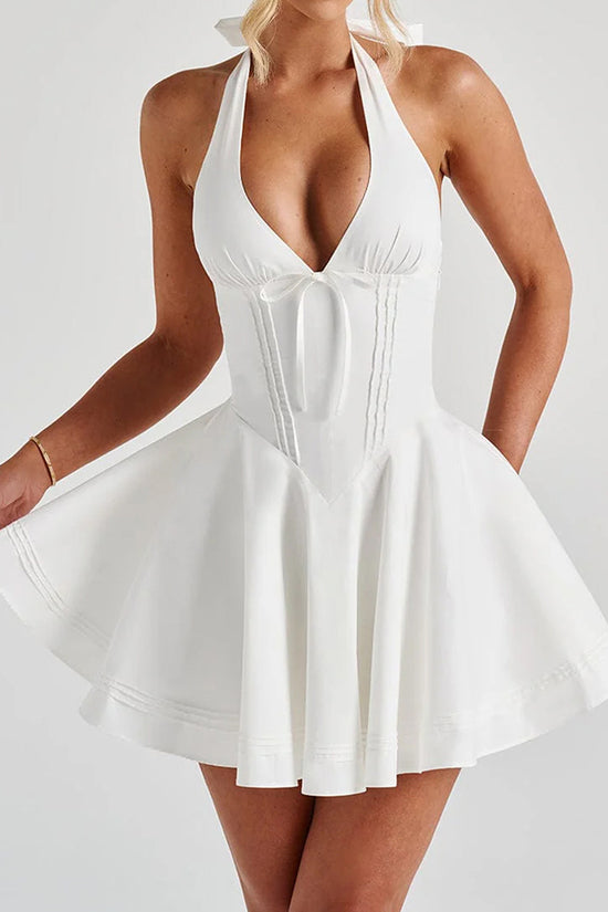 Halter Flared Skirt Casual Dress