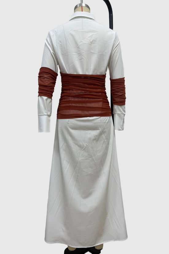 Long Sleeve Contrast Wrap Casual Dress