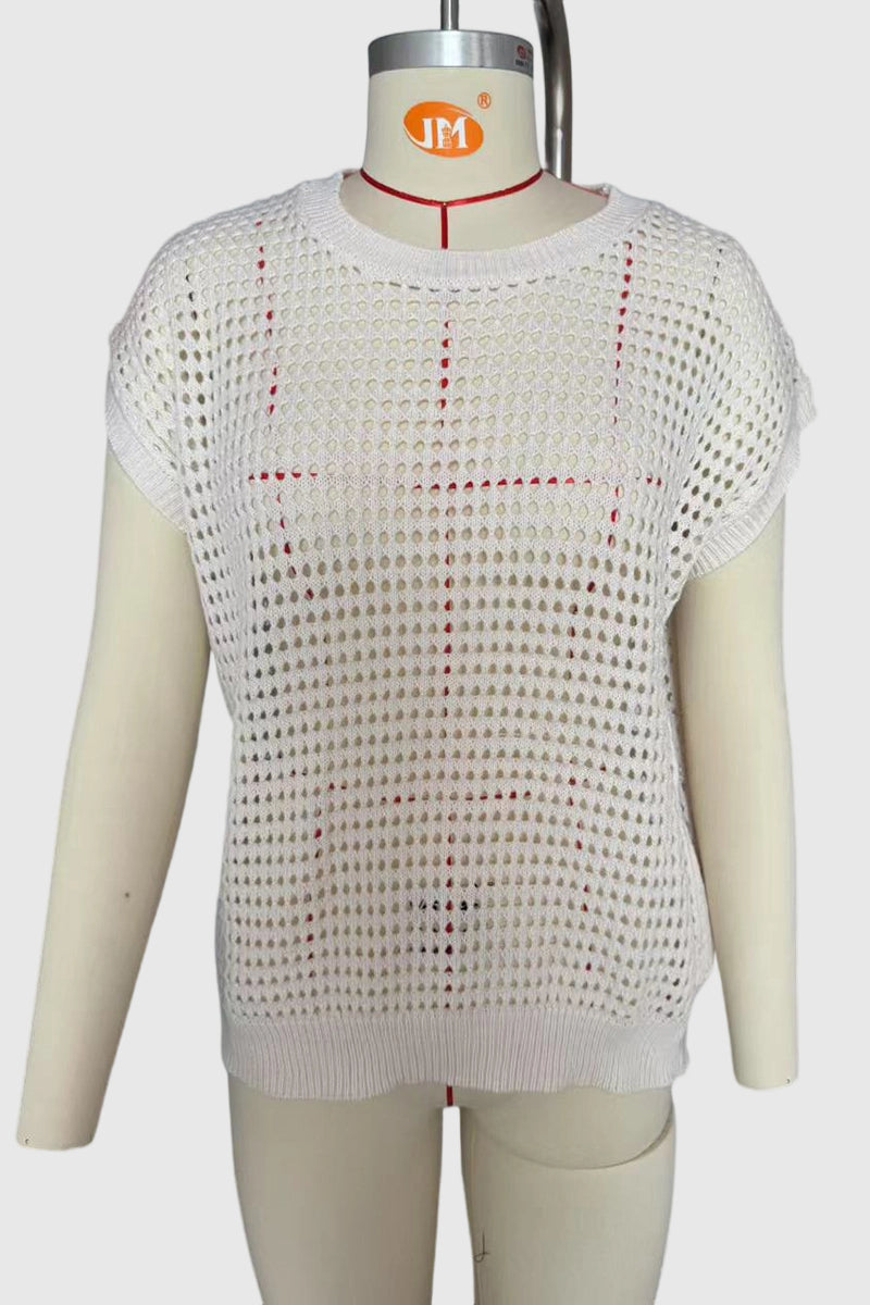 Sleeveless Open-Knit Sweater Vest