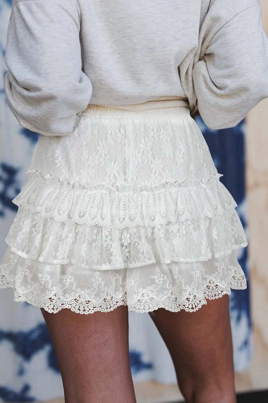 Lace Ruffle Tiered Elastic Waist Sweet Shorts