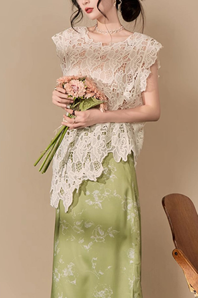 Sleeveless Crochet Hollow Cover Up Top