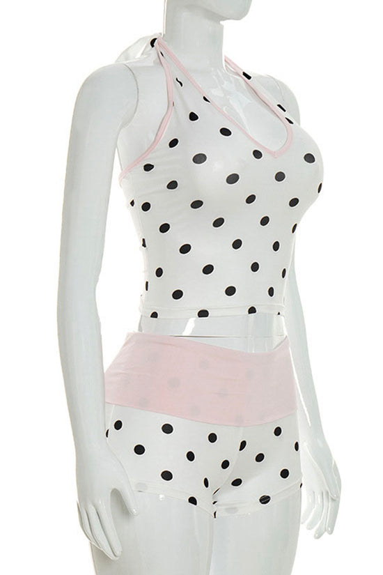 Polka Dot Sleeveless Shorts Set