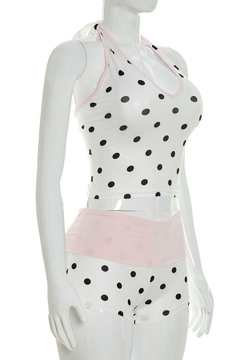 Polka Dot Sleeveless Shorts Set