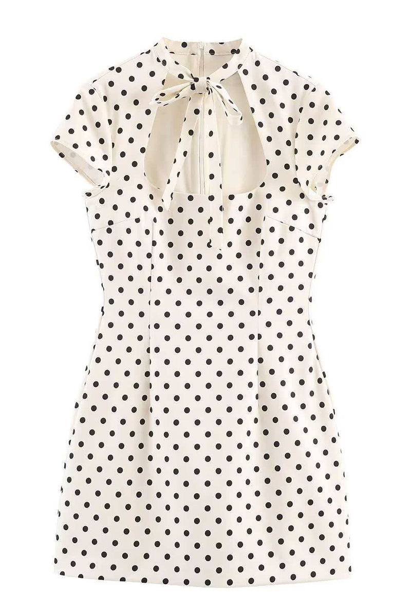 Polka Dot Bow Neck Casual Dress
