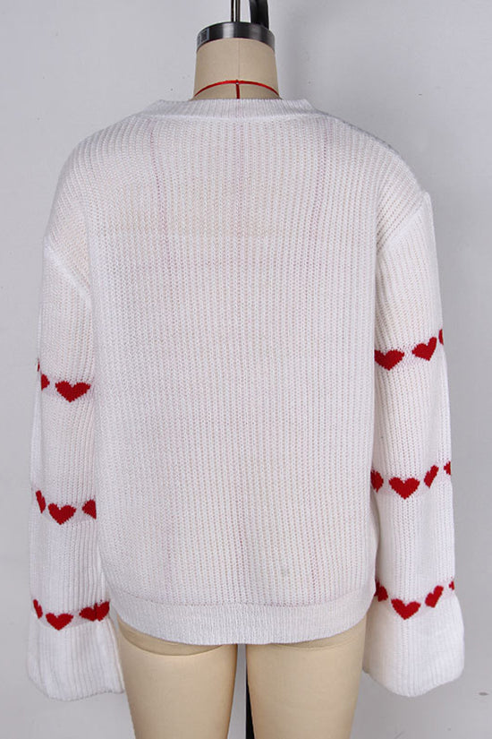 Heart Pattern Flare Sleeve Sweater