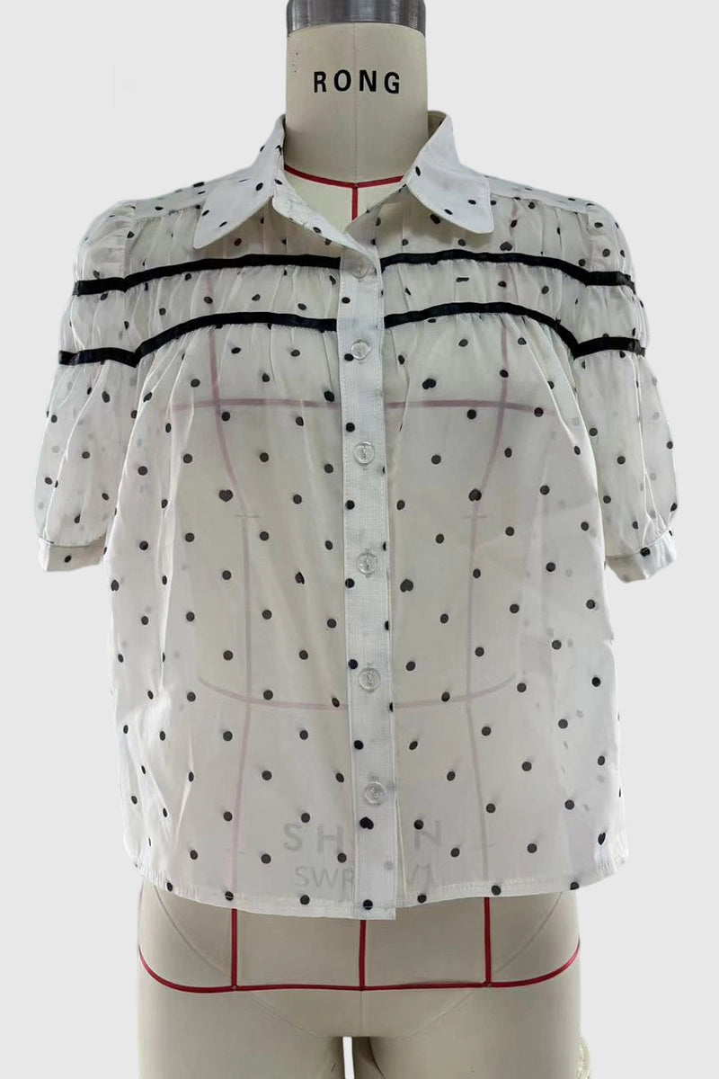 Polka Dot Button-Up Blouse
