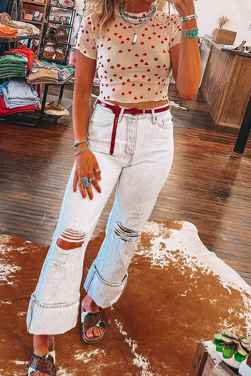 Heart Pattern Short Sleeve T-Shirt