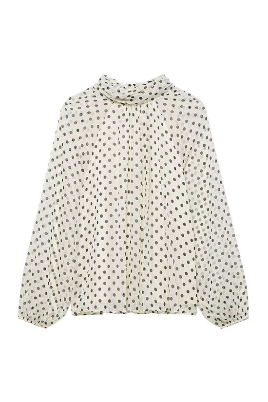 Polka Dot Bow Tie Blouse