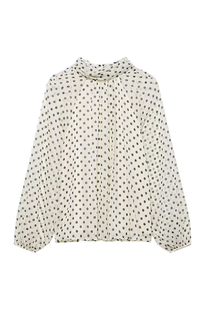Polka Dot Bow Tie Blouse