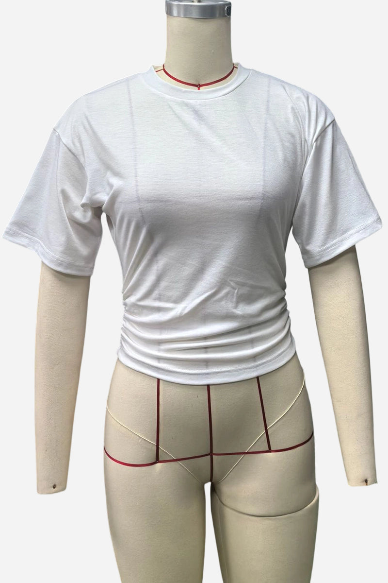 Ruched Casual Short Sleeve T-Shirt