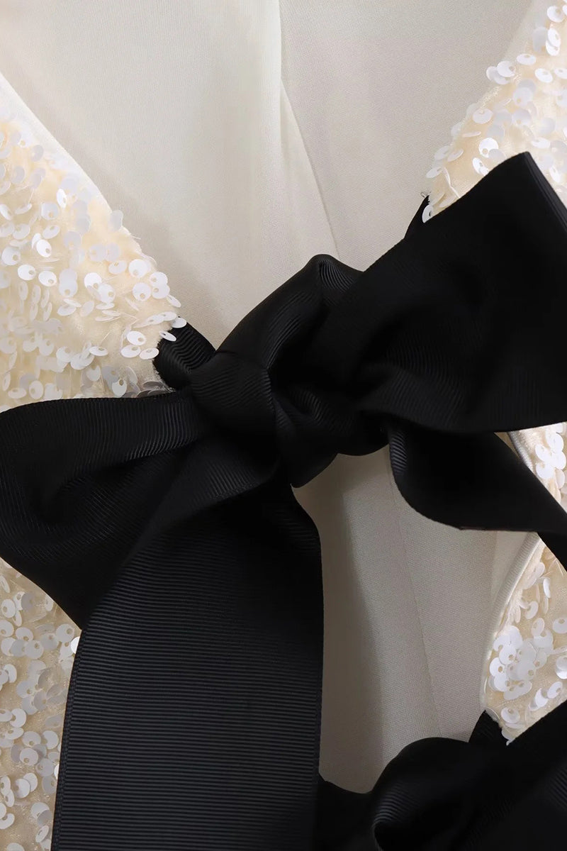 Bow Accent Textured Blazer