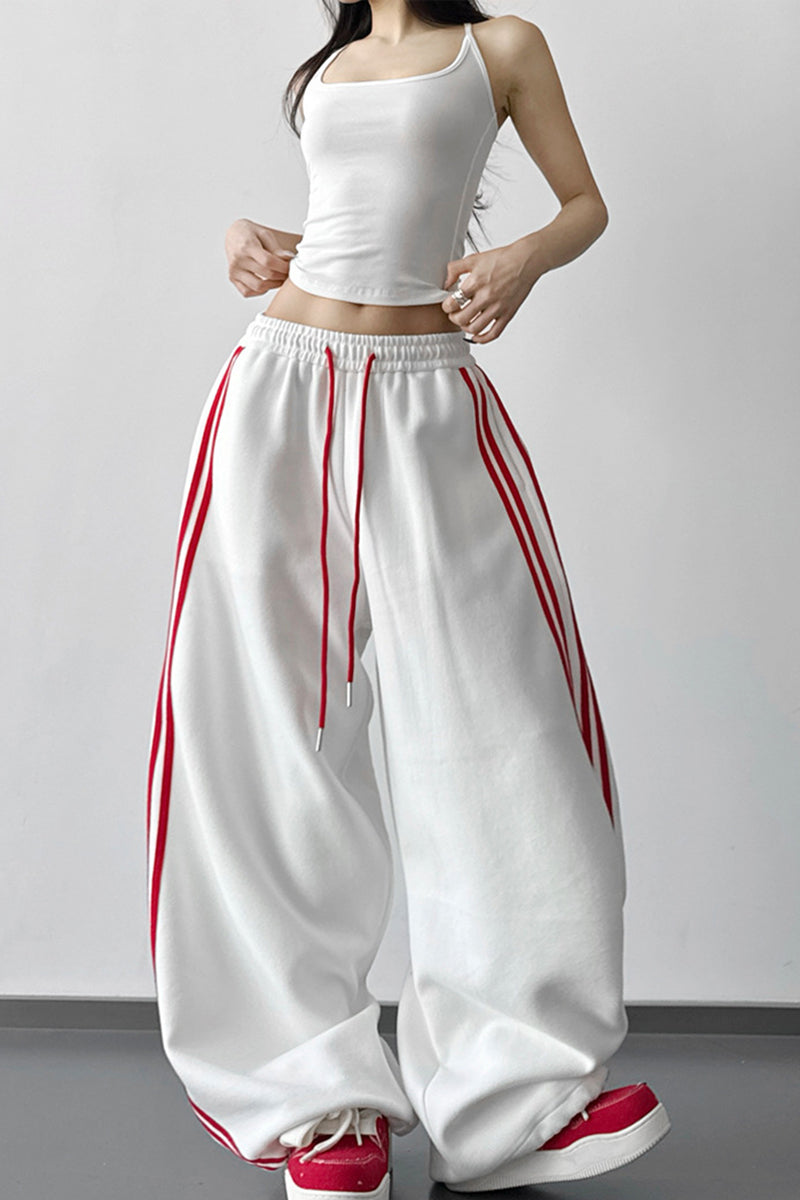 Wide-Leg Stripe Casual Pants