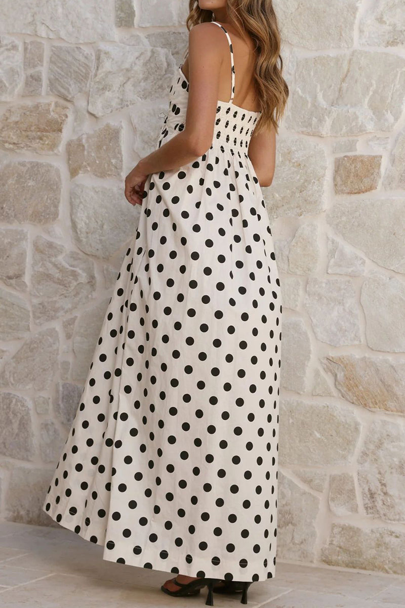 Polka Dot Sleeveless Maxi Dress