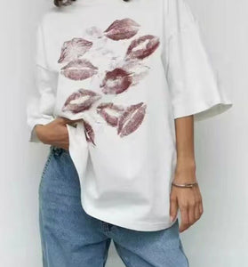 Kiss Print Oversized T-Shirt