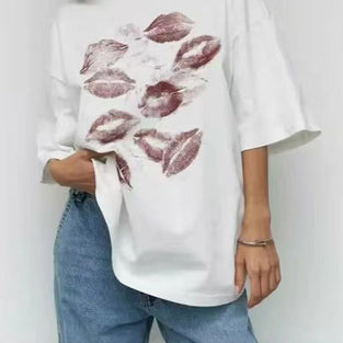 Kiss Print Oversized T-Shirt