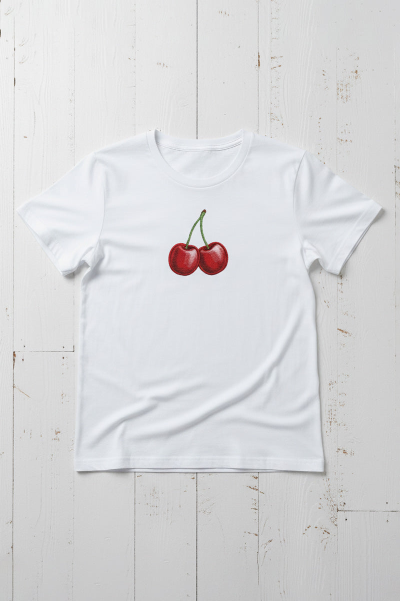 Classic Cherry Embroidered T-Shirt