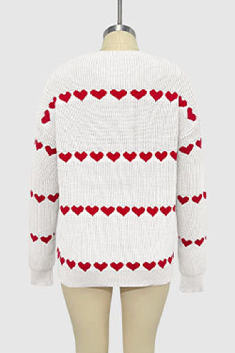 Heart Patterned Long Sleeve Sweater