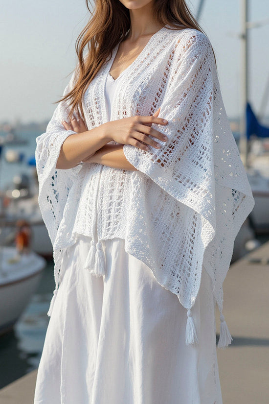 Textured Fringe Open-Front Shrug