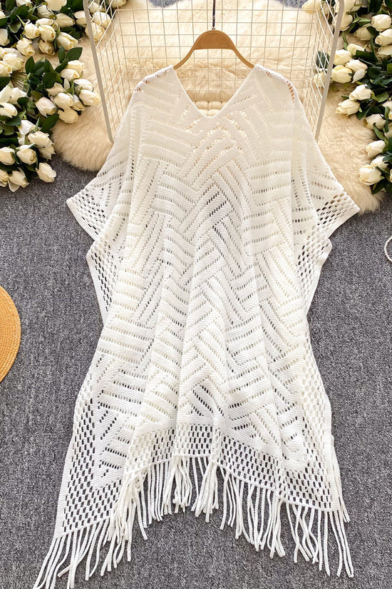 Fringe Open-Knit Cardigan