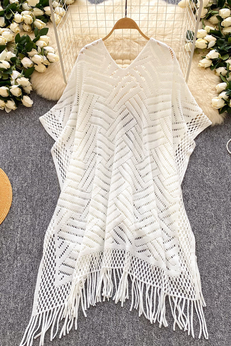 Fringe Open-Knit Cardigan