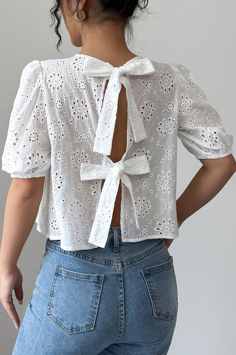 Stylish Bow Tie Back Blouse