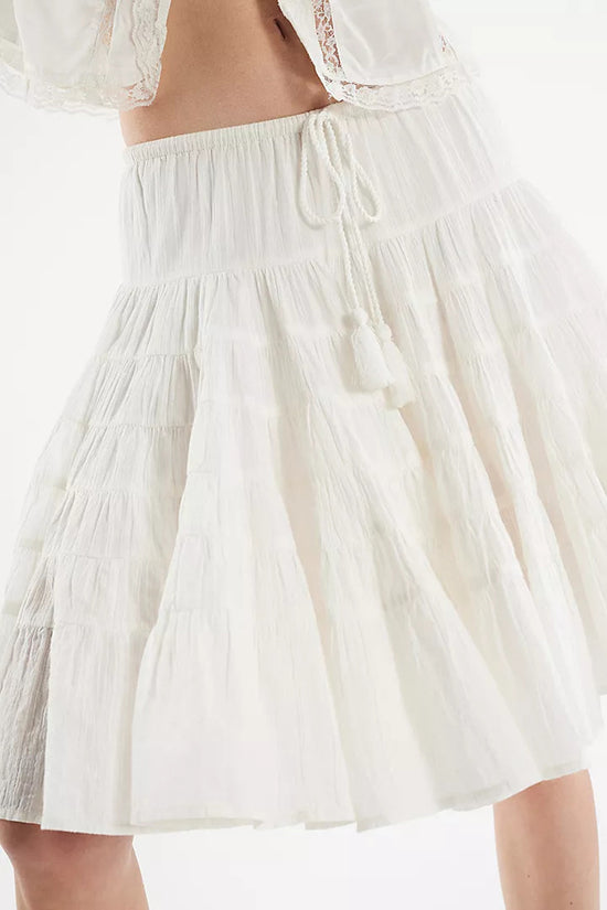 Ruffled Layered Midi Skirt