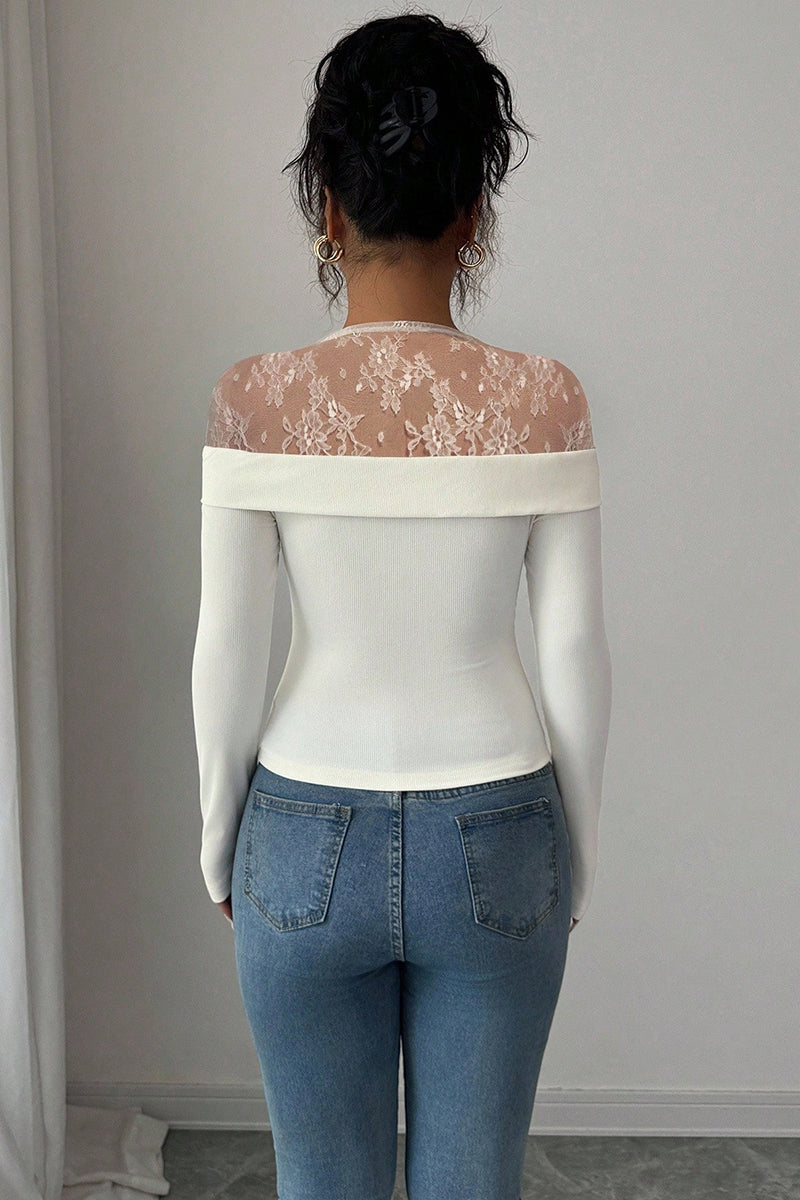 Floral Lace Off-Shoulder Bodycon Top