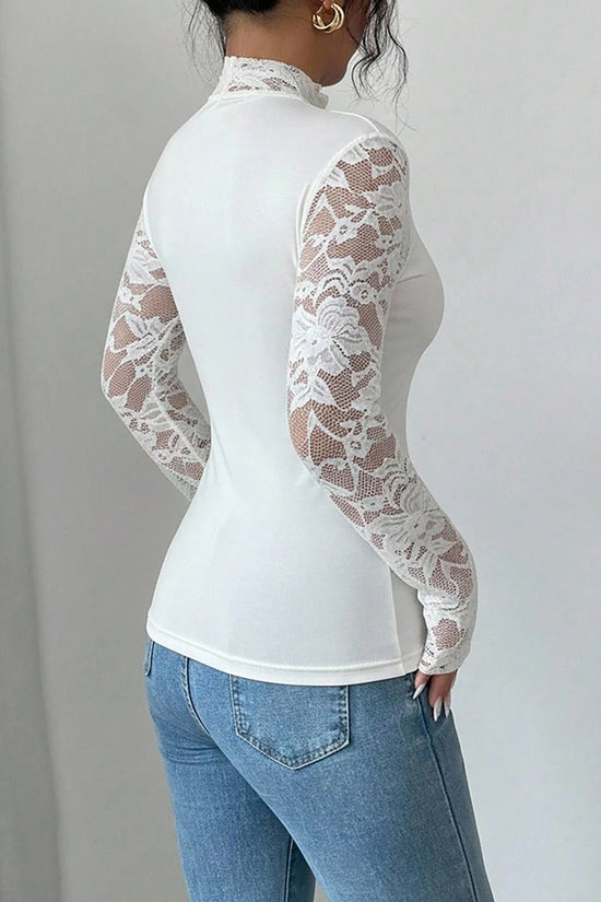 Elegant Lace Detail Long Sleeve Top