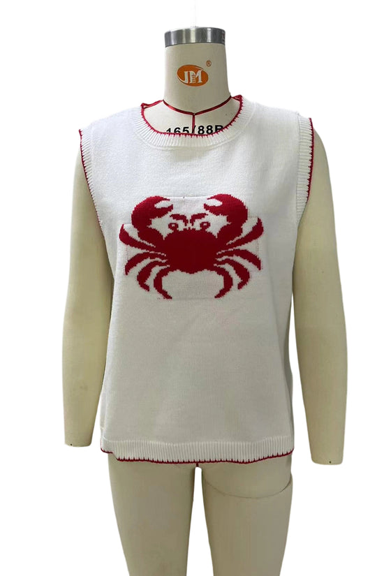Crab Knit Sleeveless Sweater Vest