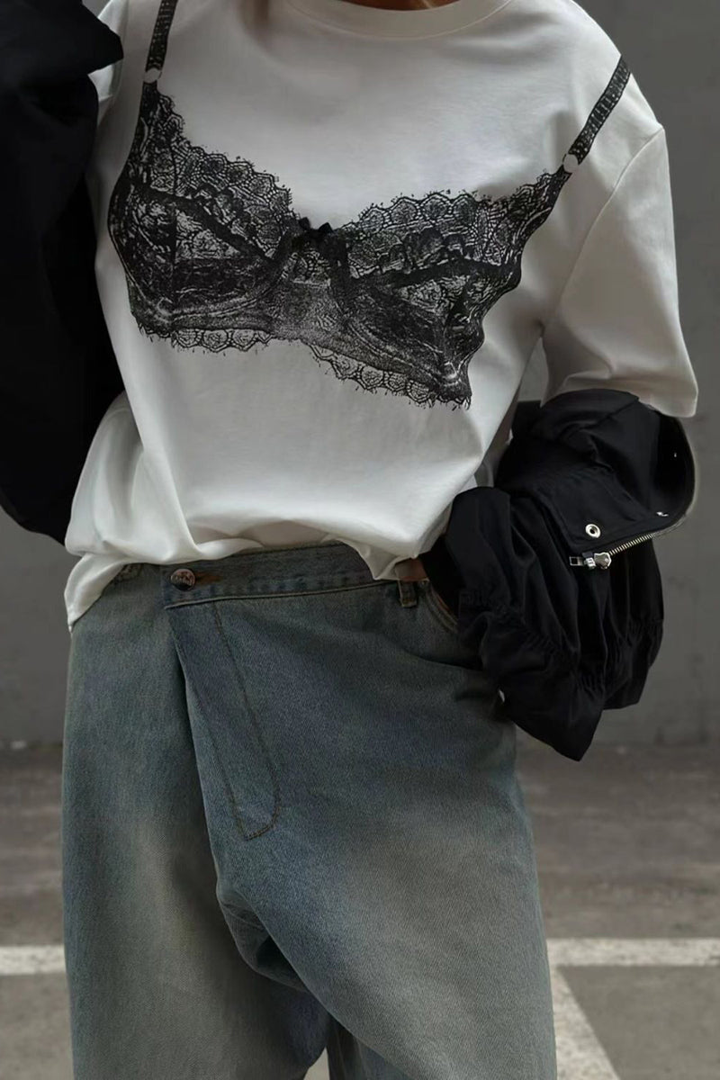 Chic Lace Graphic T-Shirt