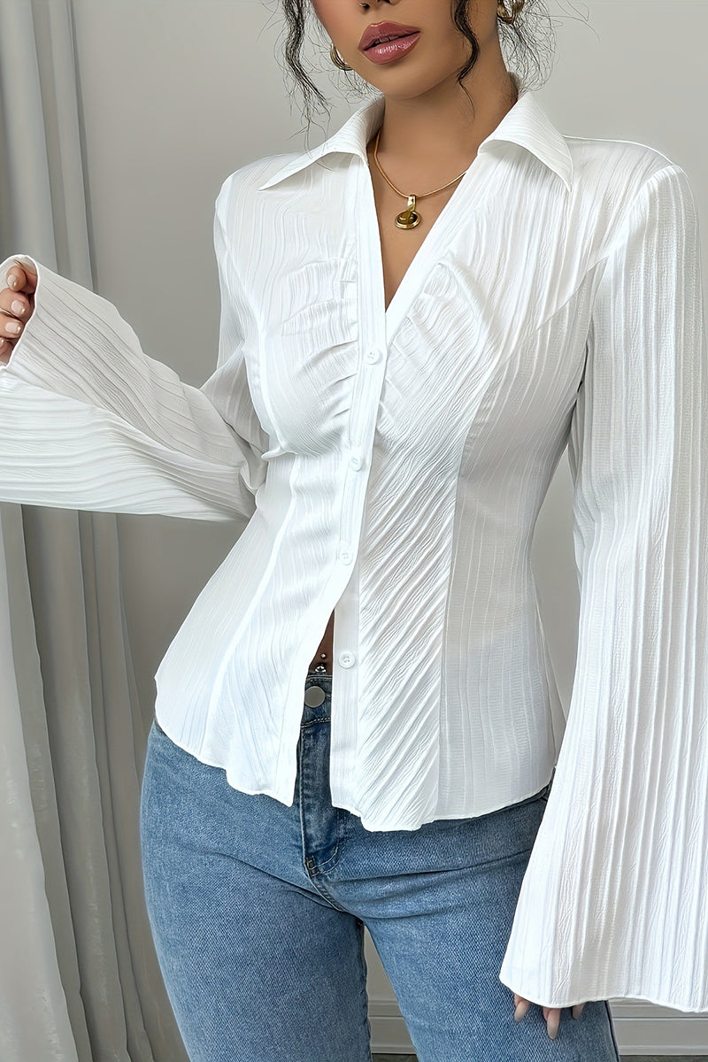 Elegant Flared Sleeve Blouse
