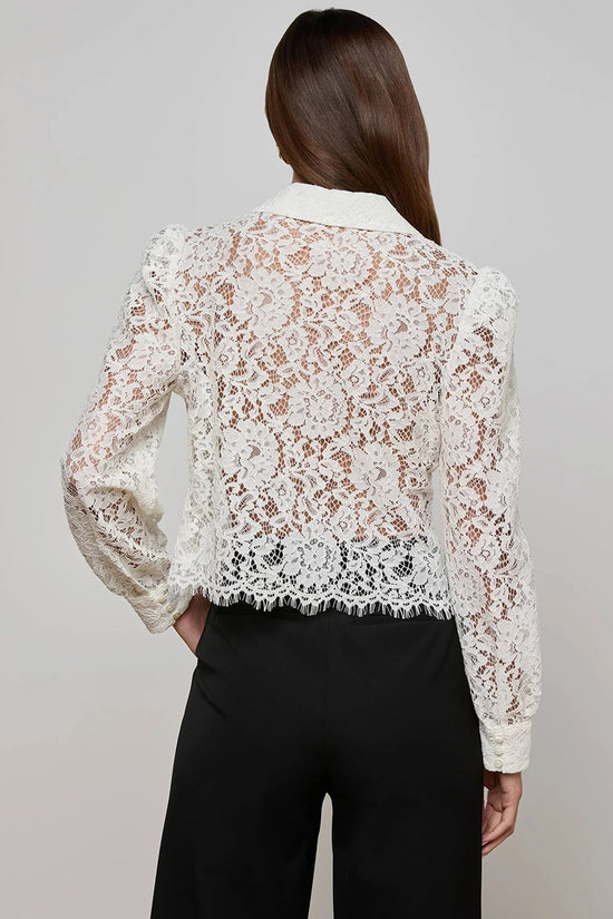 Lace Long Sleeve Cropped Blouse