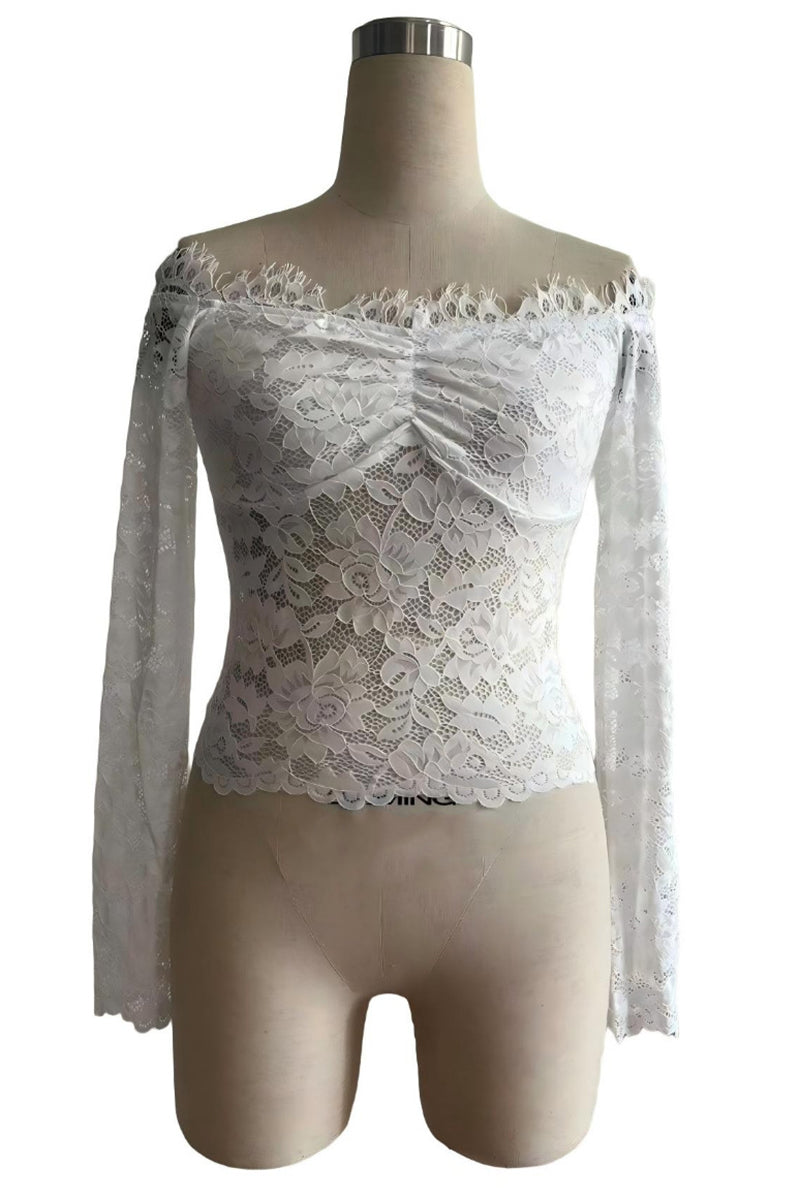 Off-Shoulder Lace Bodycon Top