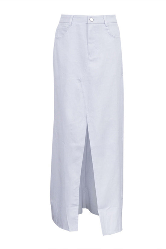 High-Waist Front Slit Midi Skirt