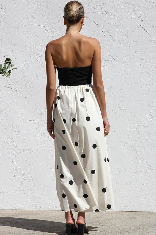 Strapless Polka Dot Maxi Dress
